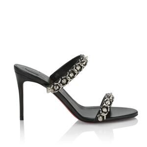 Christian Louboutin Just Chain Leather High-Heel Slide Sandals Black - 36 (6)
